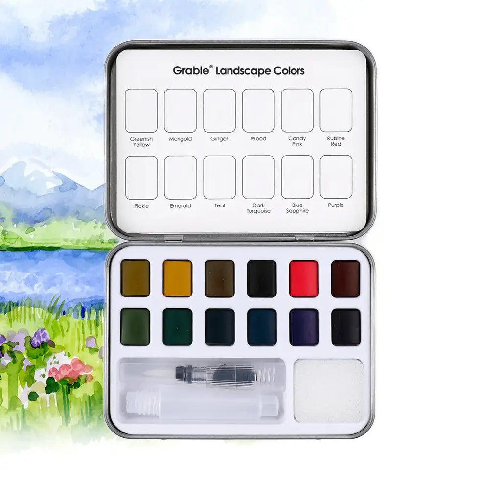 Landscape Colors - Pocket Palette w/ travel brush
