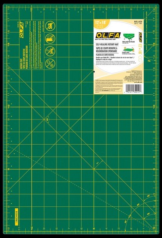 Olfa Double Sided Self Healing Cutting Mat Green 12X18