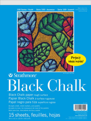 100 Series Black Chalk Paper Pad Tape Bound15 Sheets  9X12