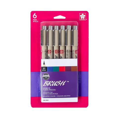 Pigma Brush Pen 6 Color Set