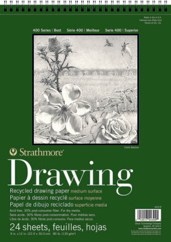 Recycled Drawing Medium Surface Spiral  24 Sheets 80Lb 9X12