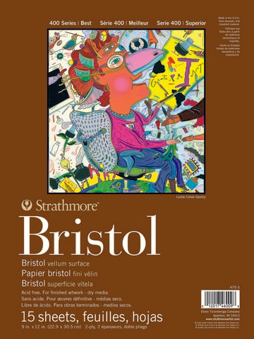 Bristol 2 Ply Vellum Tape Side 15 Sheets 100Lb 9X12