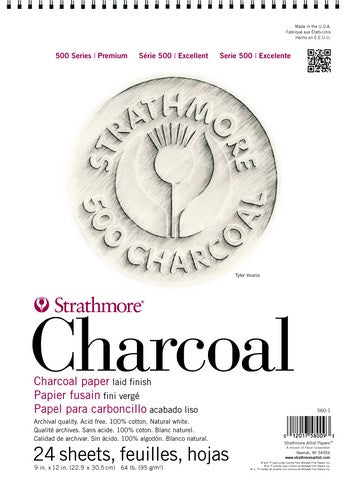 Charcoal  White Spiral Top 24 Sheets 64Lb 9X12