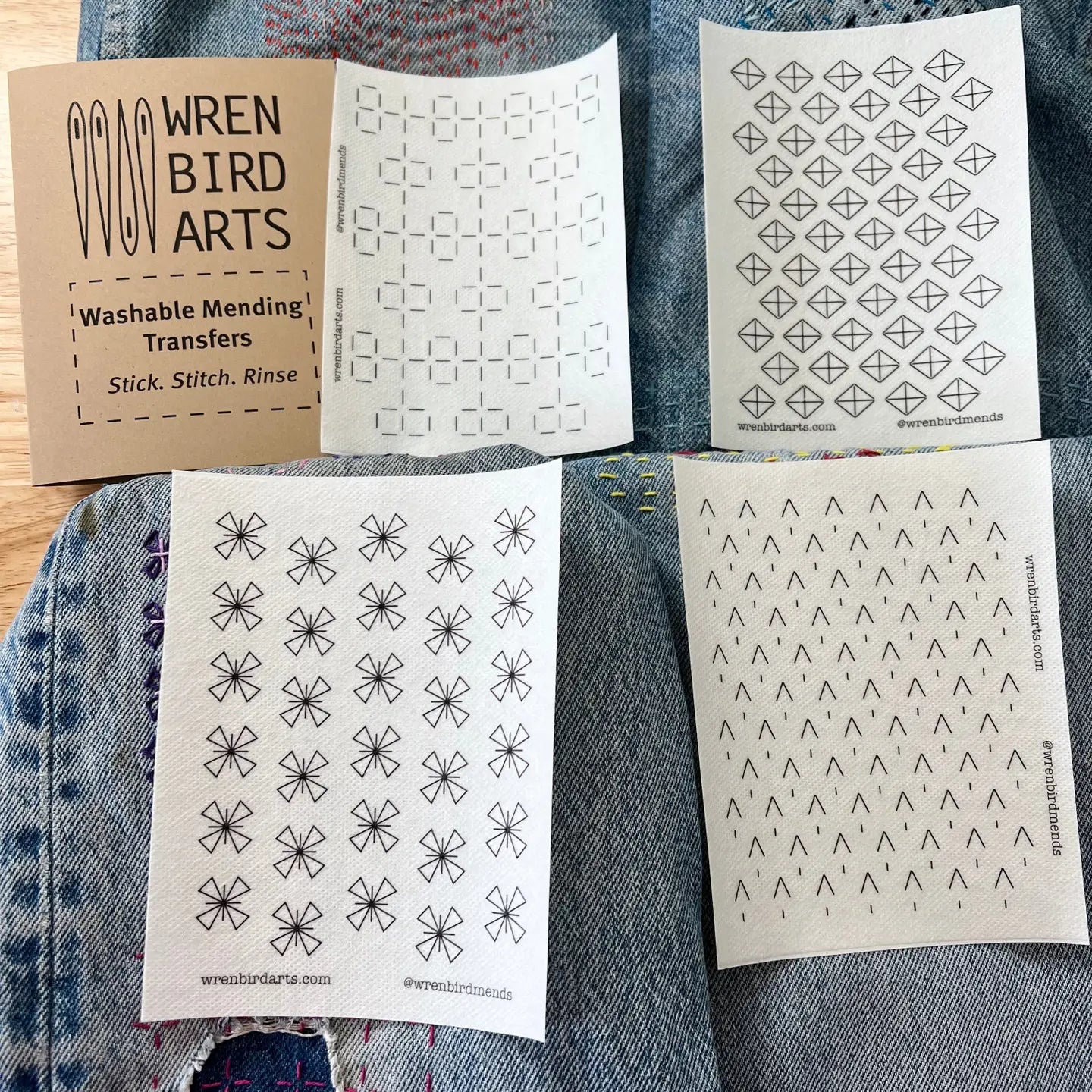 Brown Set - Sashiko Transfer Patterns; washable