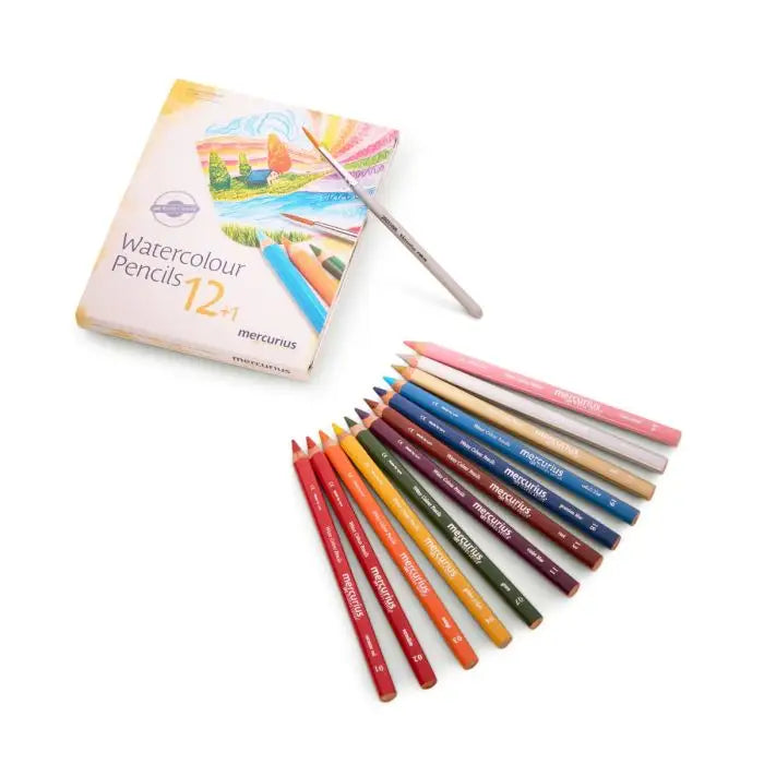 Mercurius Watercolor Pencils - set of 12 + brush