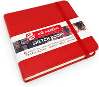 Red Hardcover Sketchbook, 140gsm, 5x5 by Talens