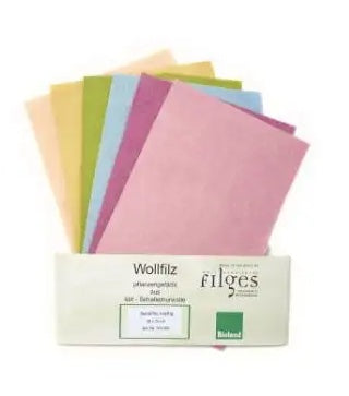 New Eco Wool Felt, 100% Pure , 6 sheets - Pastel colors