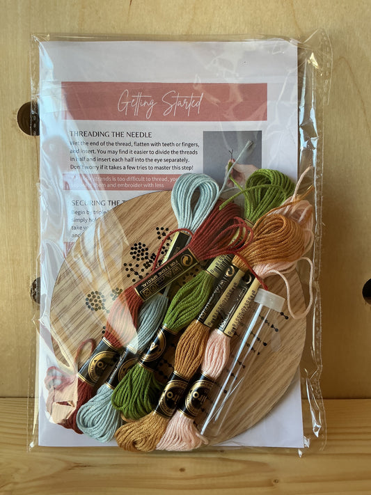 Springtime Stems Wood Embroidery Kit