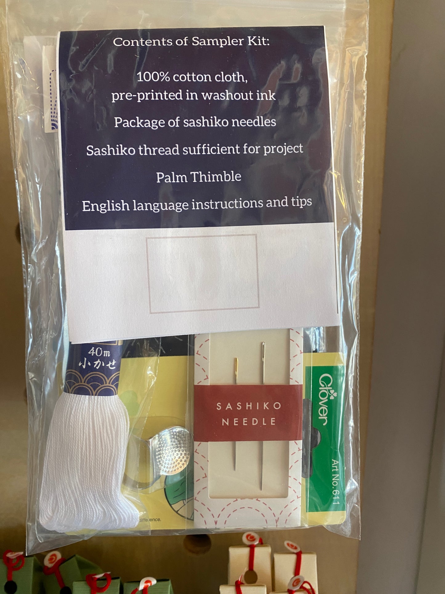 Sashiko Kit: Linked Hemp Leaf (asanoha tsunagi) -- navy