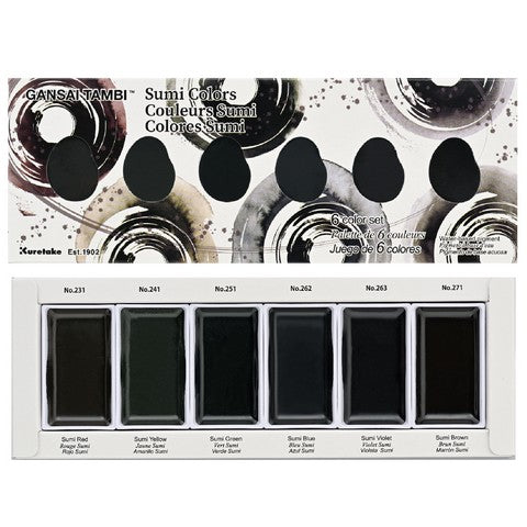 Kuretake Gansai Tambi 6 Color Set Sumi Colors