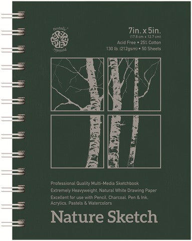 Nature Sketch Spiral Bound Drawing Book 130Lb 50Sh 5X7