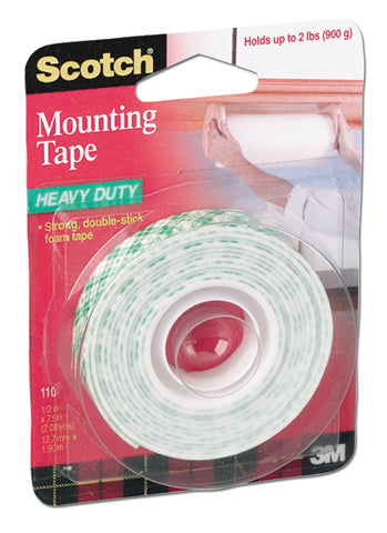 SCOTCH HEAVY DUTY MOUNTING TAPE 1/2 INCH X 75 INCH ROLL