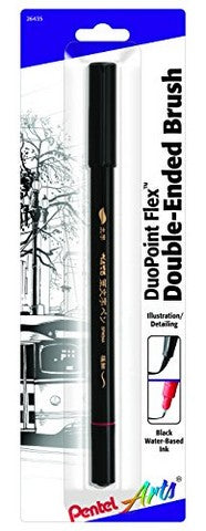 Pentel Double Ended Duopoint Brush Pen Black 1 Pack Carded