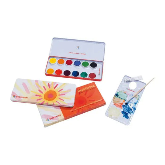 Opaque Watercolor Set- 12 Colors, Opaque White, Brush + Palette