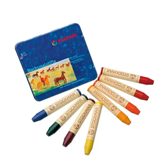 Wax Crayons, Stick, Tin Case - 8 Waldorf assorted colors