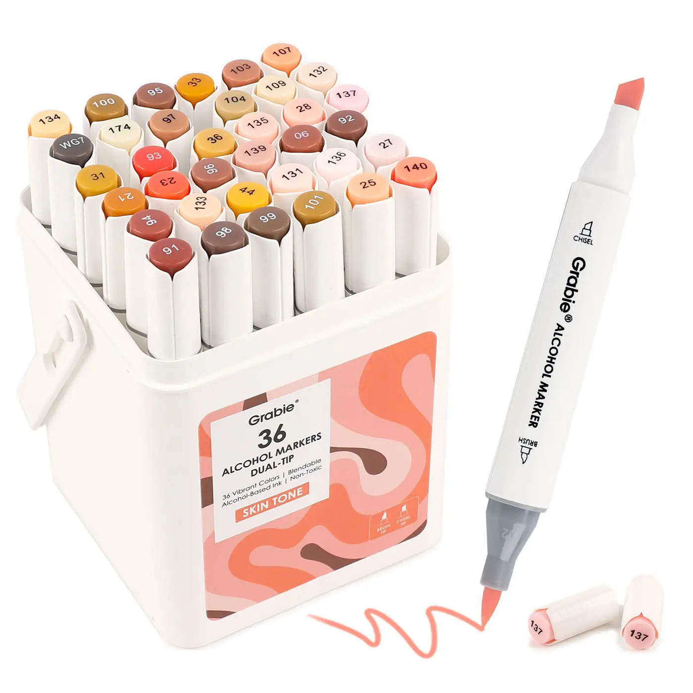 Skin Tone Dual tip alcohol-based makers, set of 36
