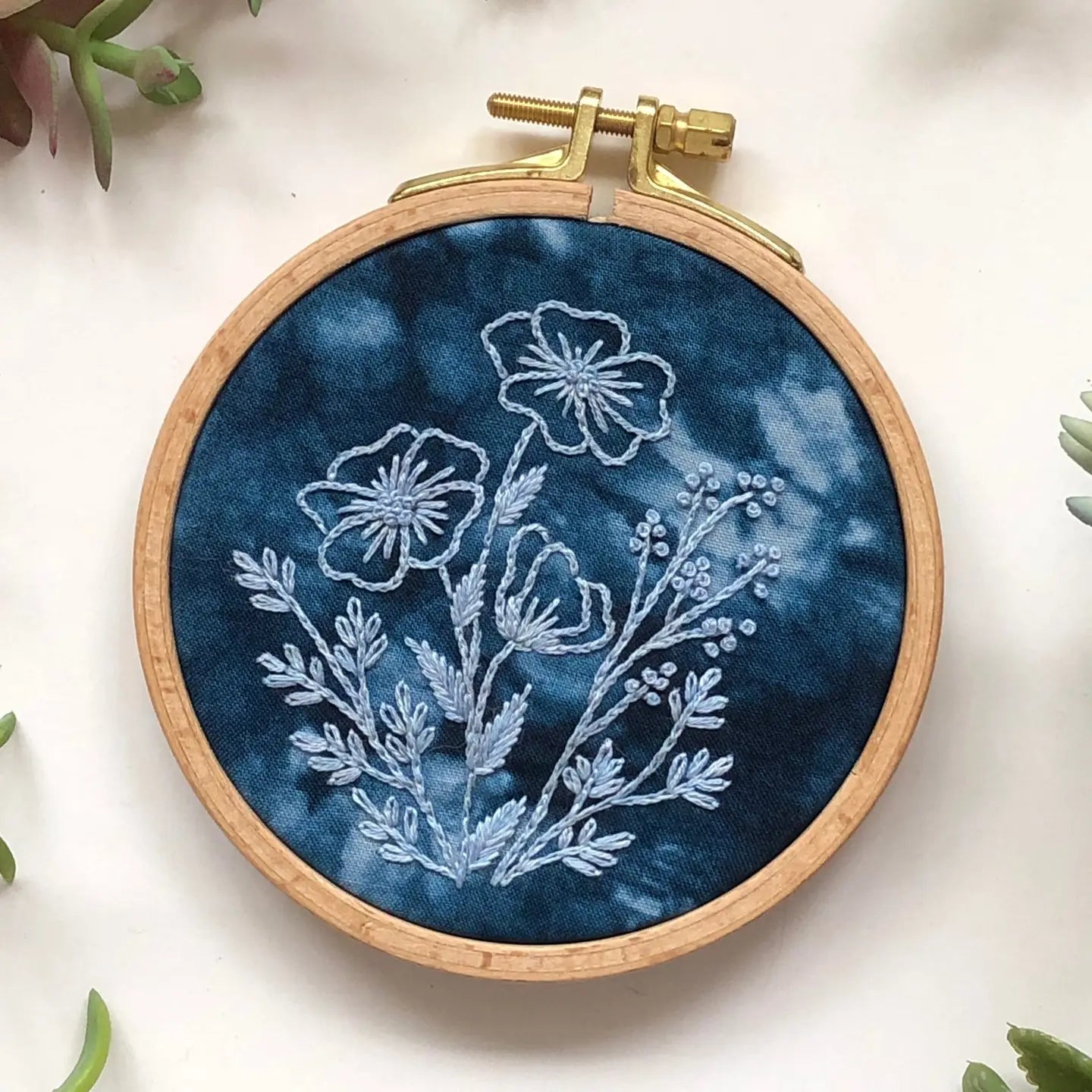 Cyanotype Floral Embroidery Kit
