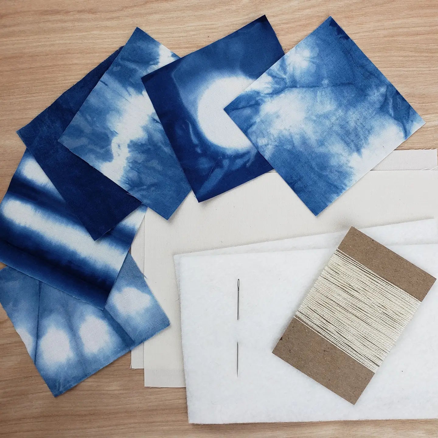 Boro Stitching Kit with Natural Indigo Dyed fabric