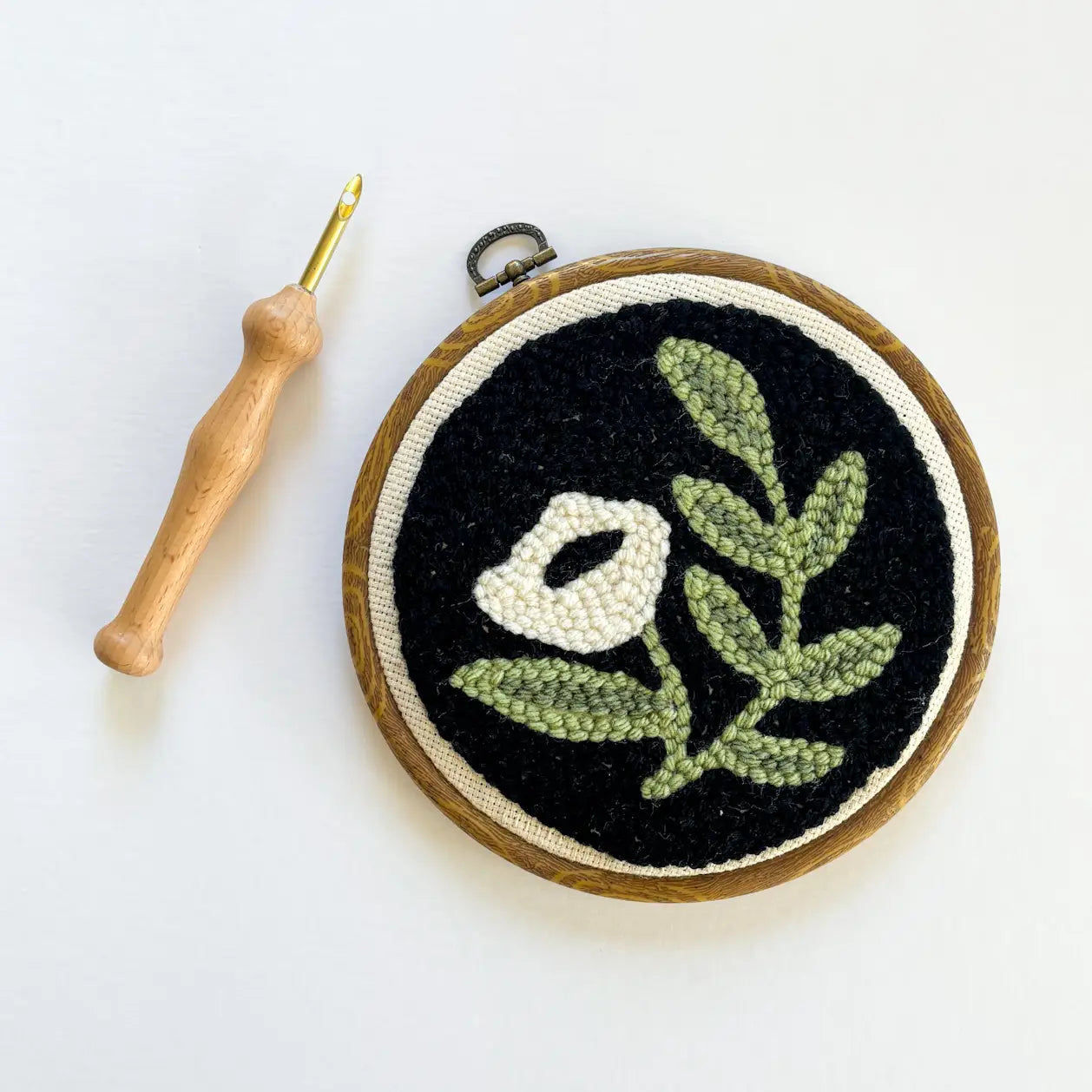 Black Floral Punch Needle Kit