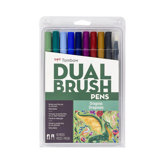 Dual Brush Pen -- Dragon Set, 9 colors + blender
