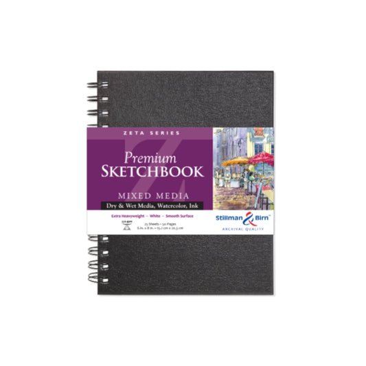 Mixed Media Sketchbook; Zeta Series; Hardcover Wirebound (portrait, 6" x 8")