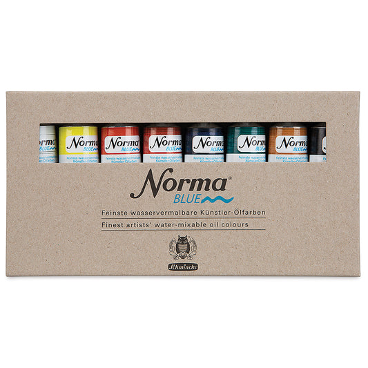 Norma Blue Water-Mixable Oil Paint - Set of 8, 35 ml