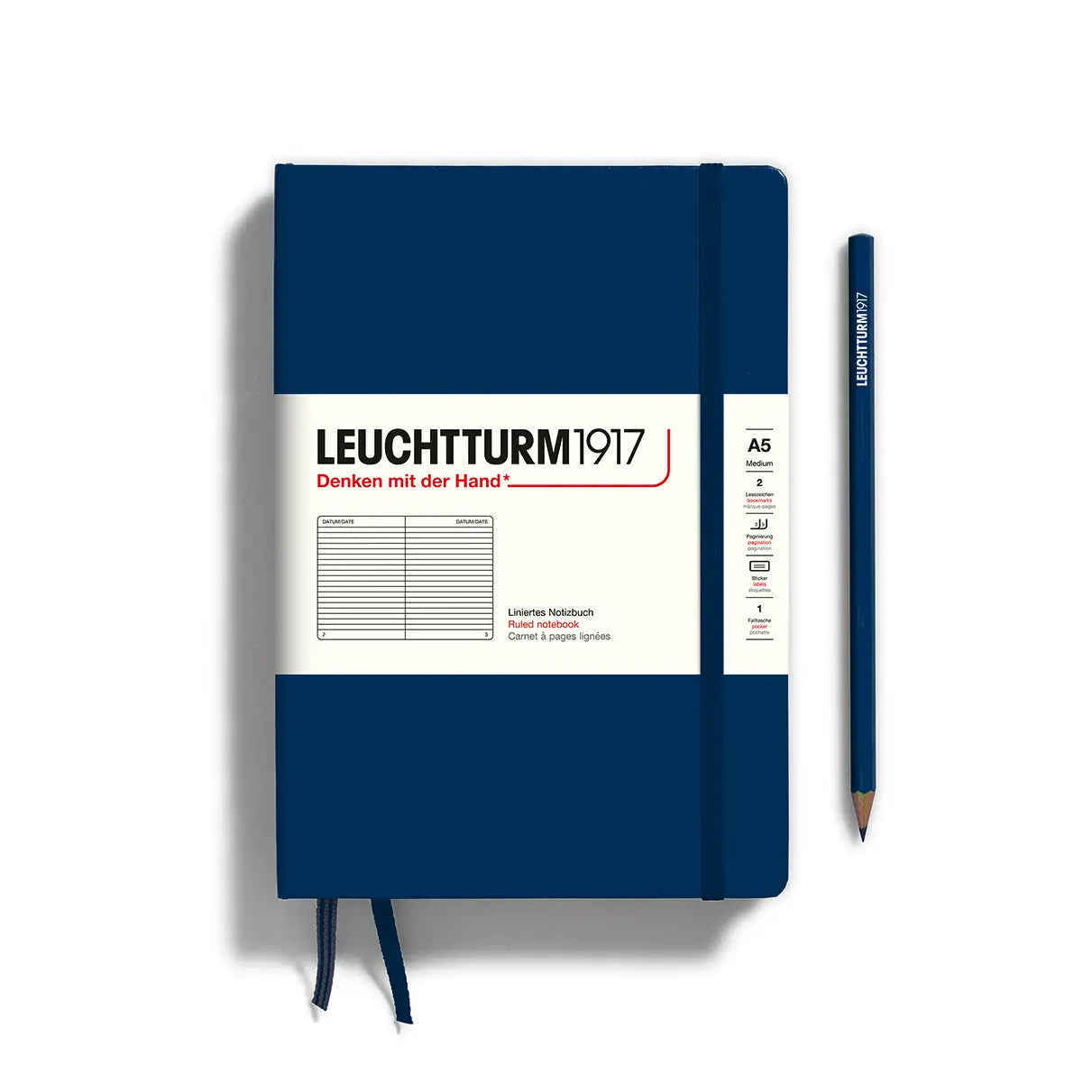LEUCHTTURM1917 A5 Notebook Soft Cover, Ruled - Navy
