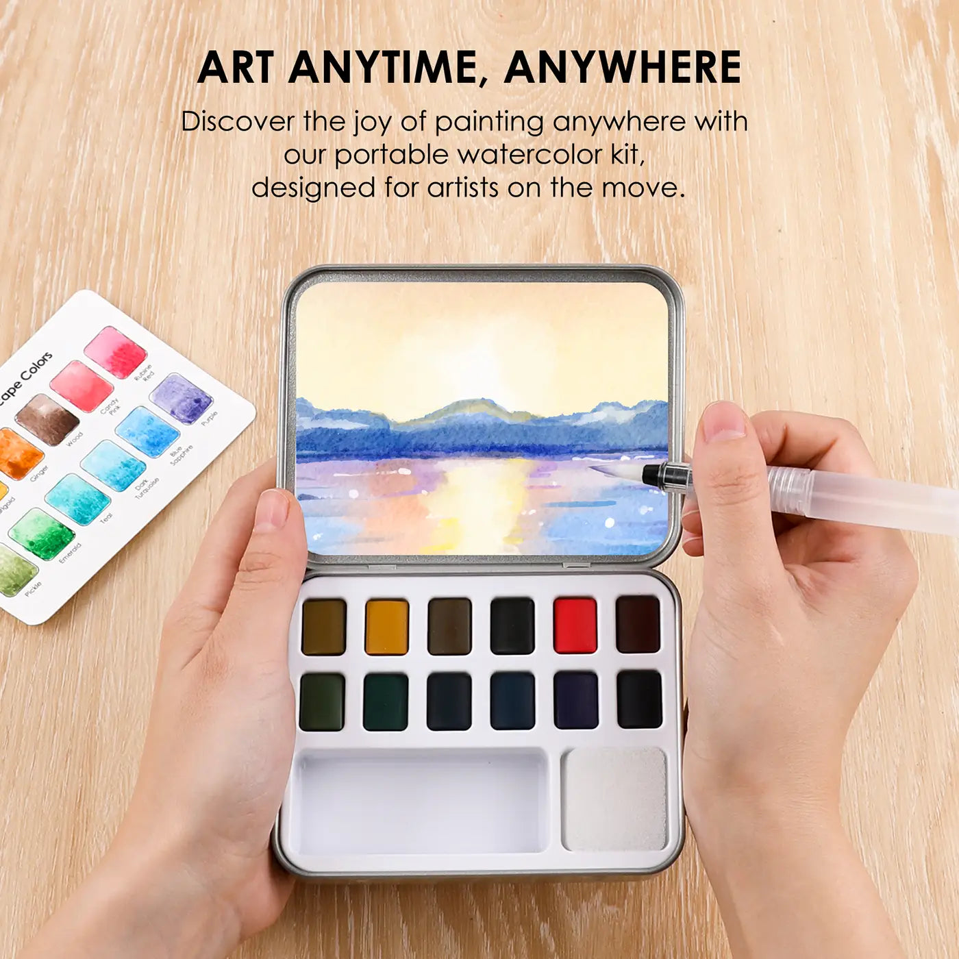 Landscape Colors - Pocket Palette w/ travel brush