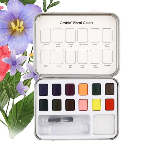 Floral Colors - Pocket Palette with brush