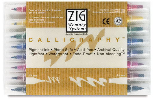 Zig Memory System Twin Tip Calligraphy Markers - Set of 8