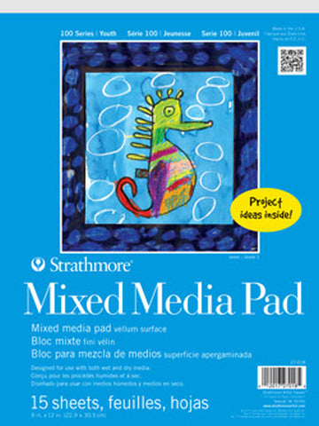 100 Series Mixed Media Pad Tape Bound 15 Sheet 9X12
