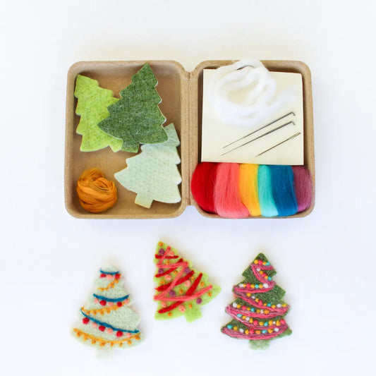 Mini Christmas Tree Felting Craft Kit (3 trees)