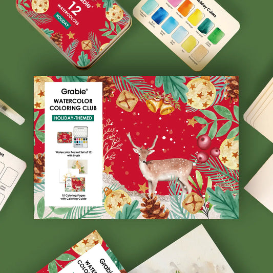 Holiday Watercolor Coloring Club Box