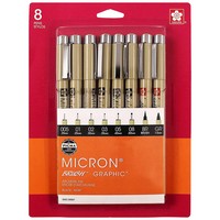 Pigma Micron Black Pen Set: 005 to 08 w/ BR & GR