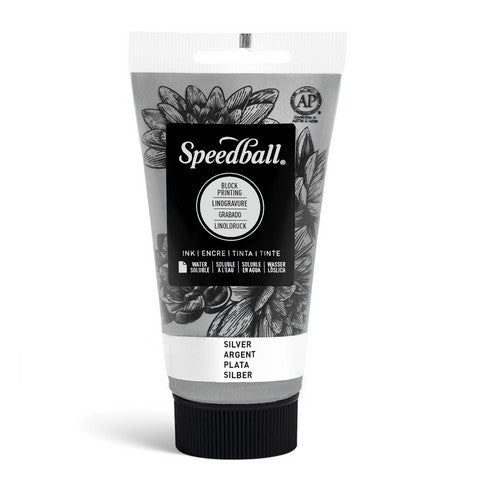 Water Soluble Block Printing Ink 2.5oz Silver