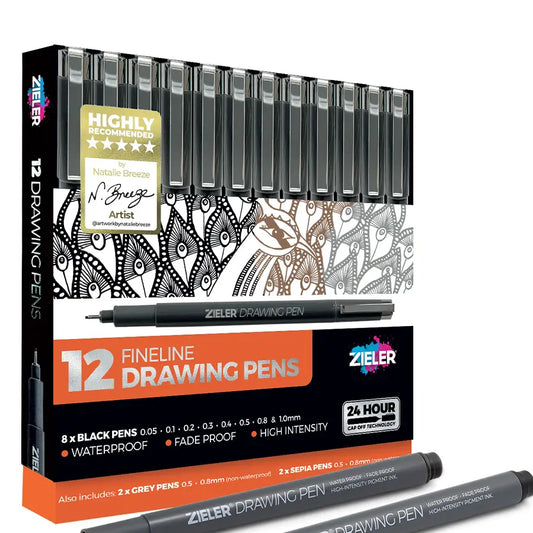 Zieler Fineliner Drawing Pens (set of 12)