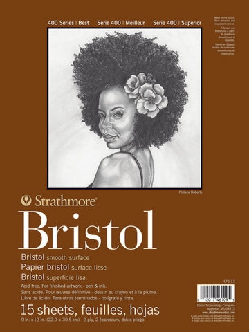 Bristol 2 Ply Smooth Tape Side 15 Sheets 100Lb 9X12