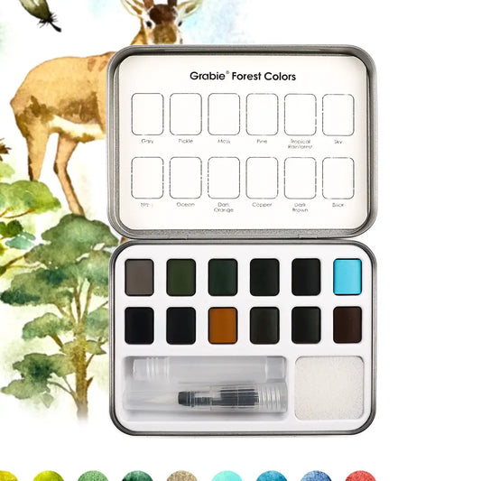 Forest Colors - Pocket Palette w/ travel brush