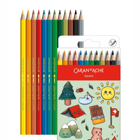 Kawaii Swiss Mountain Colored Pencils (water soluble), set of 12