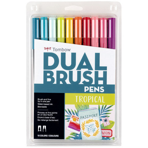 Dual Brush Pen 10 Color Tropical Set