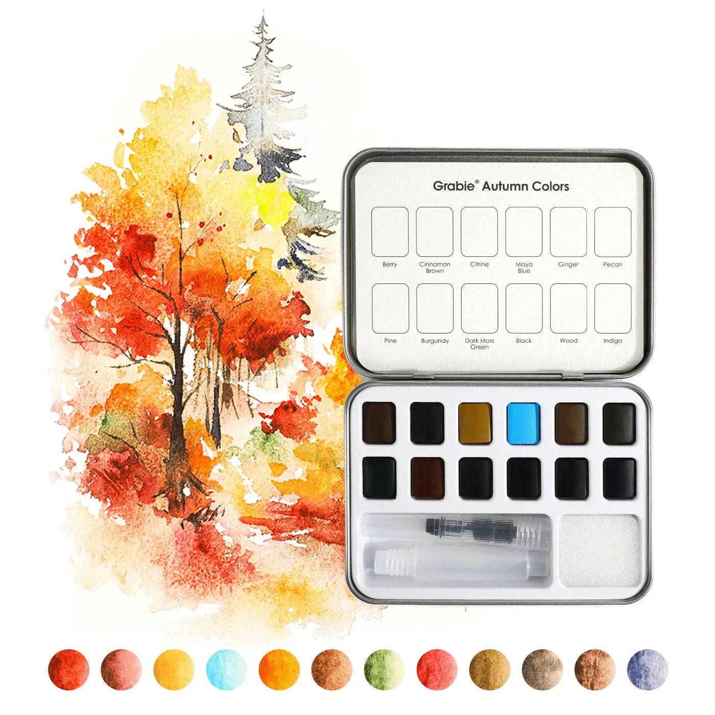 Autumn Colors - Pocket Palette w/ travel brush