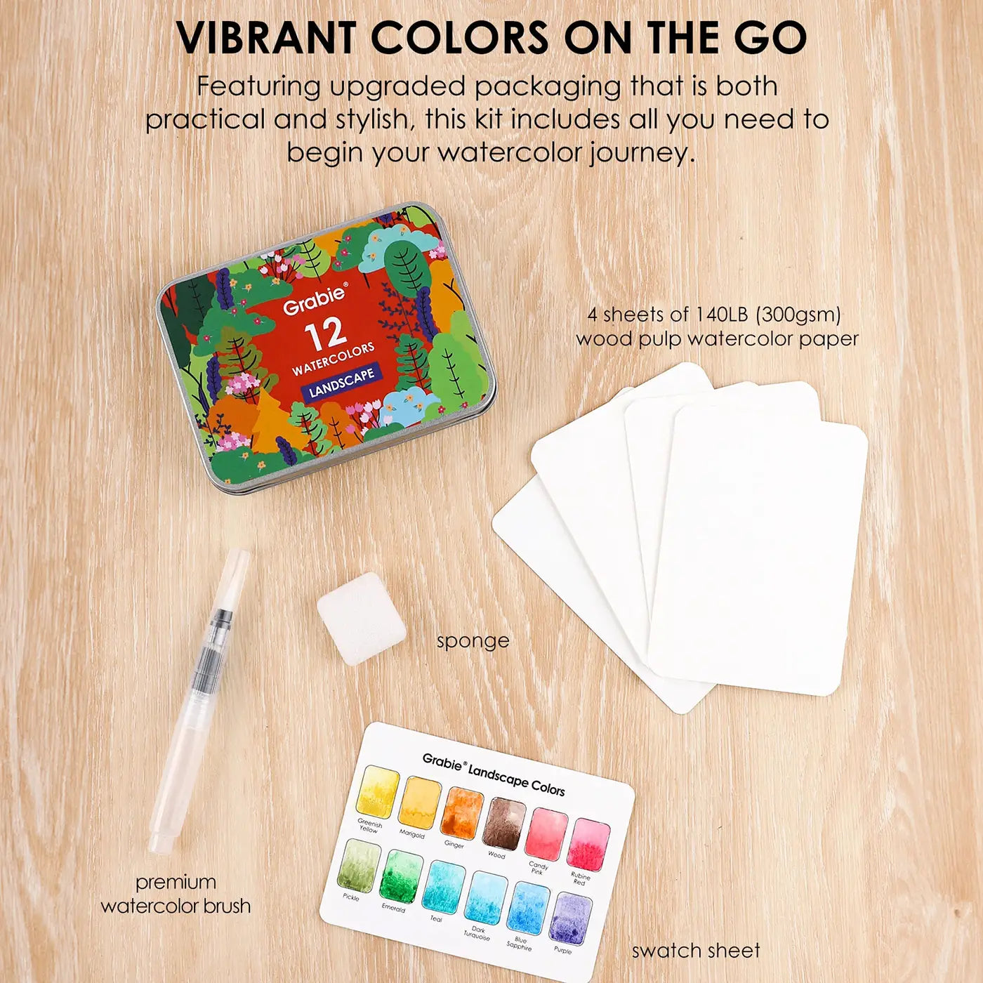 Landscape Colors - Pocket Palette w/ travel brush
