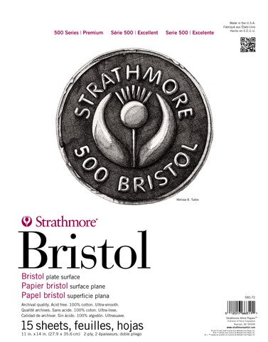 Bristol 2 Ply Plate Surface Tape Top 15 Sheets 100Lb 11X14