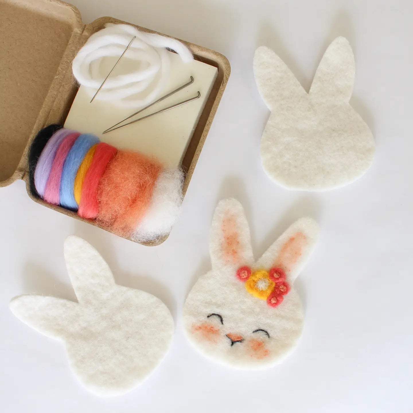 White Bunnies Needle Felting Craft Kit