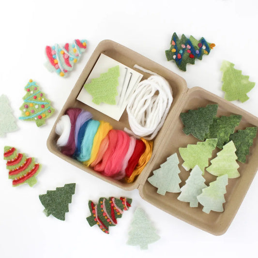 Christmas Tree Felting Craft Kit PARTY Set (9 trees)
