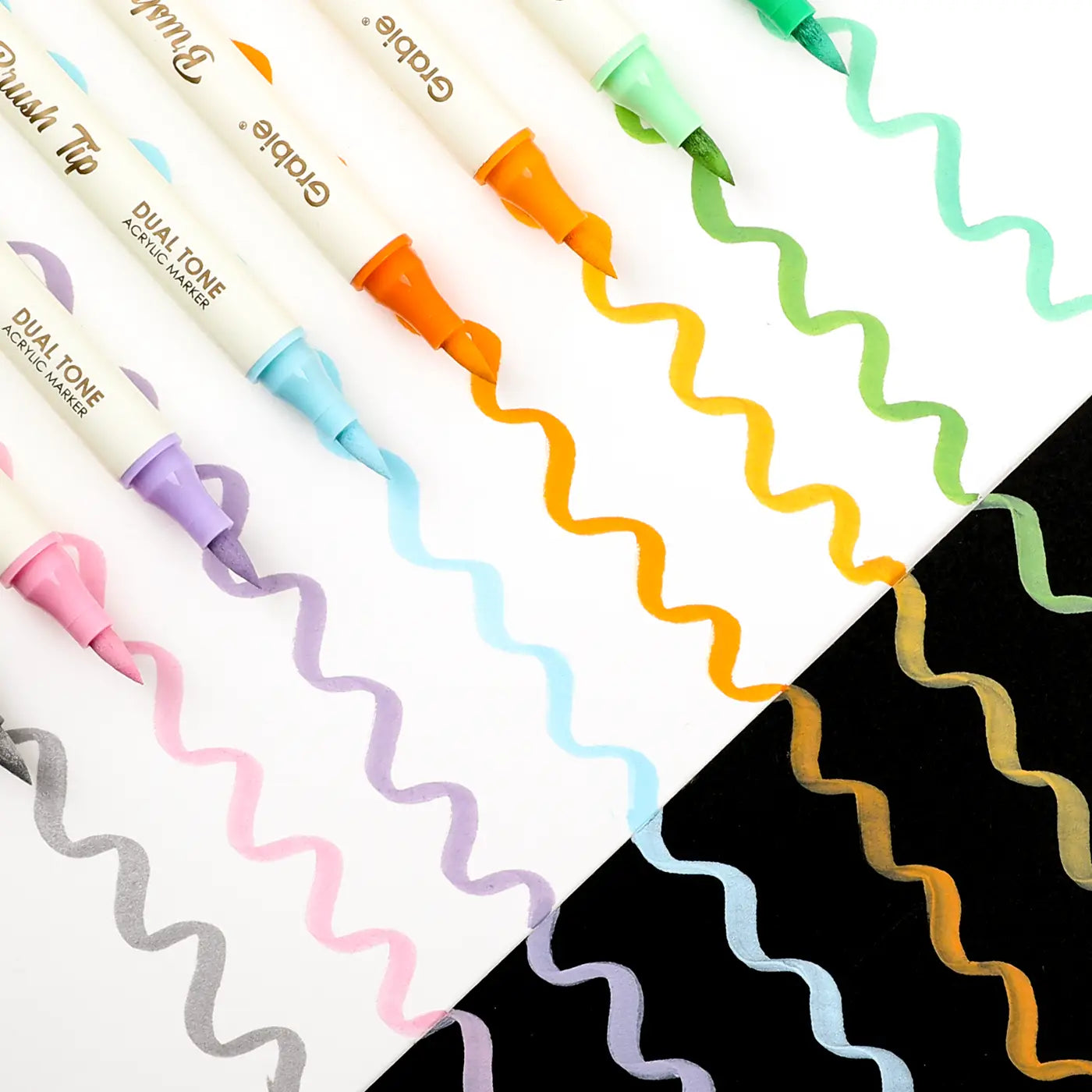 Dual Tone Brush Tip Acrylic Paint Marker Set of 36