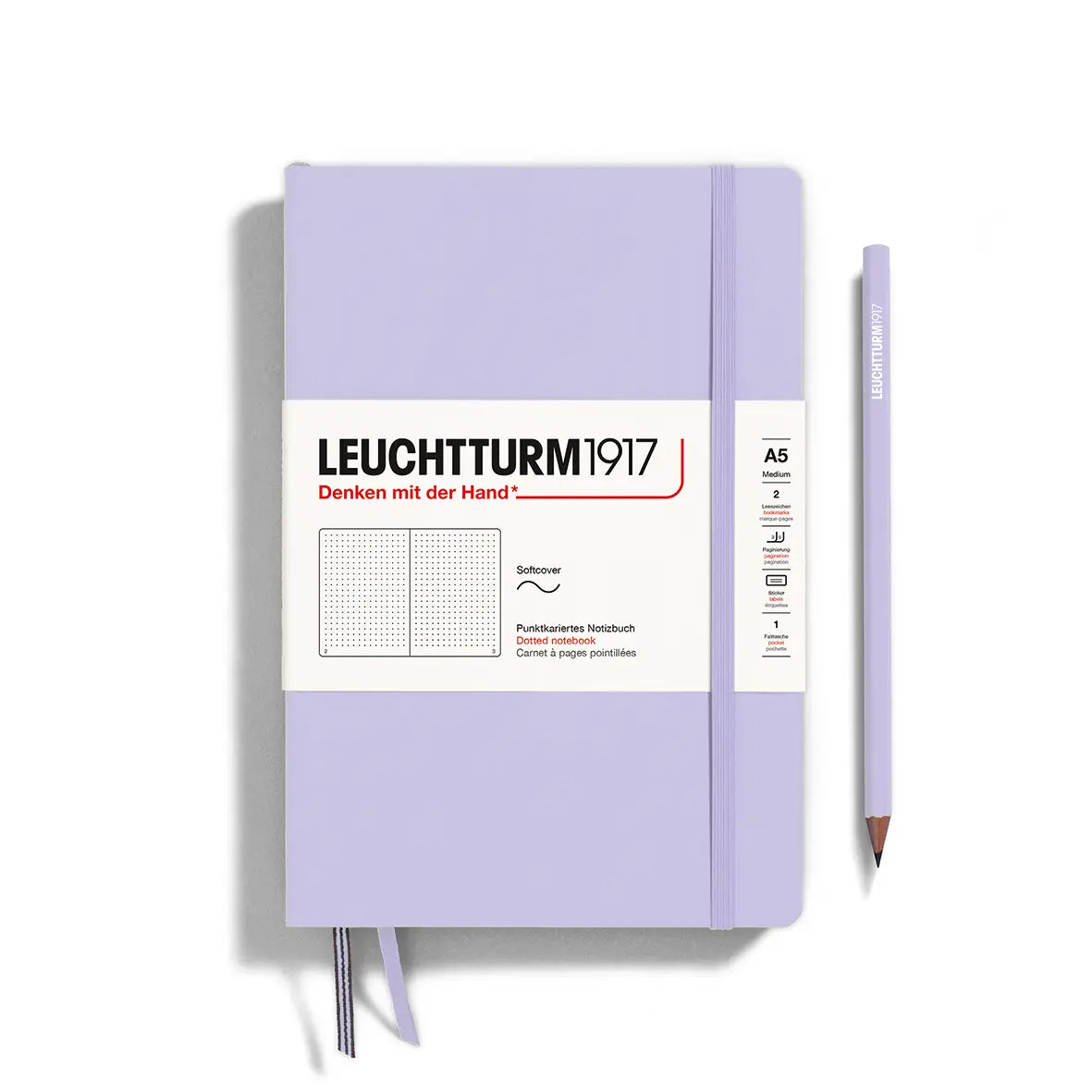 LEUCHTTURM1917 A5 Notebook Hard Cover, Dot Grid - Lilac
