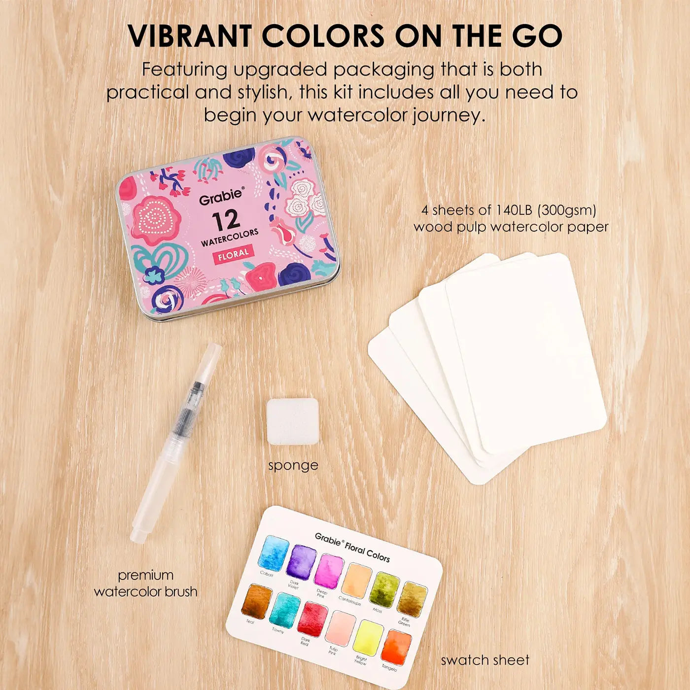Floral Colors - Pocket Palette w/ travel brush