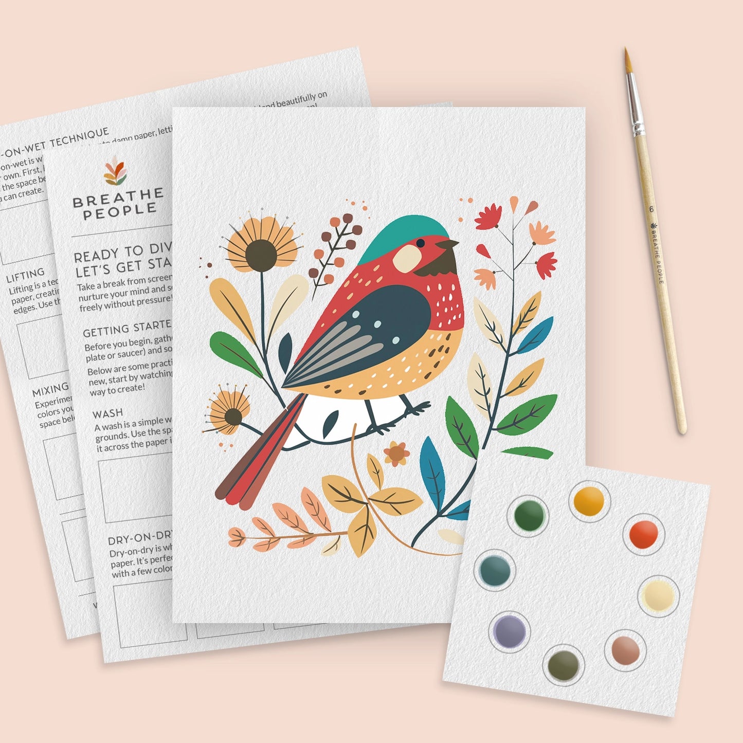 Folk Bird: All-in-one Large Watercolor Kit