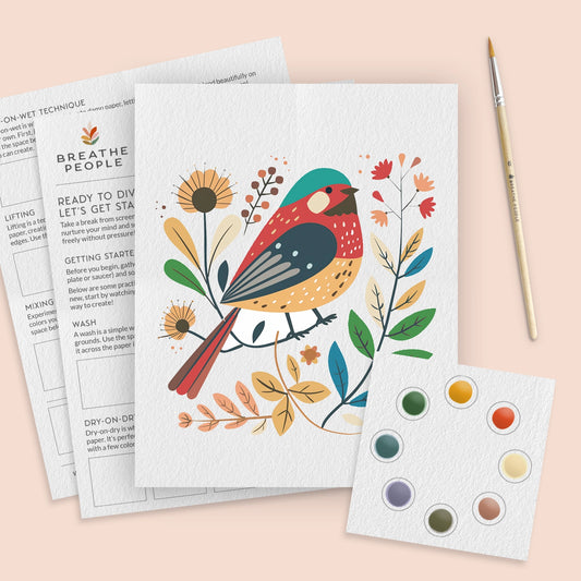 Folk Bird: All-in-one Large Watercolor Kit